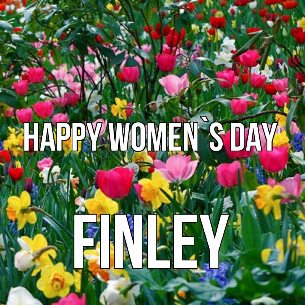 Greetings card с именем, Finley happy women`s day с международным женским днем поздравления для женщины Greetings with text for free download 